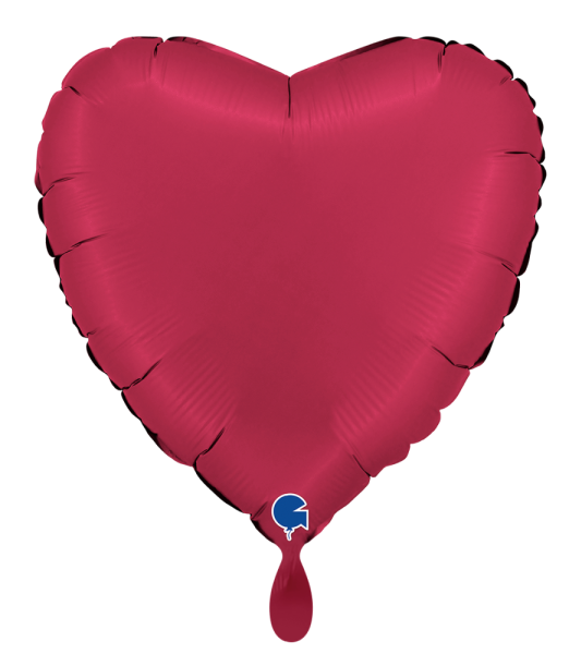 Folienballon - Herz, Satin Kirsche - ø 45cm